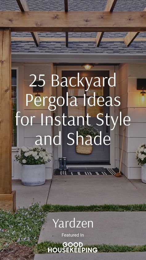 Back Porch With Pergola, Side Yard Pergola Ideas, Vine Covered Pergola Patio, Pretty Pergola Ideas, Pergola With Dining Table, Outdoor Dining With Pergola, Pergola Awning Ideas, Pergola Planter Boxes, Back Of House Design