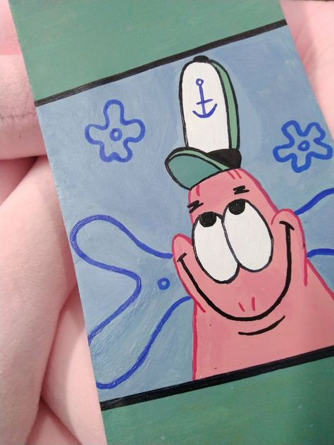 Patrick Star Painting Canvas, Cross Drawing, Markers Drawing Ideas, Pink Drawing, Art Eras, Disney Drawings Sketches, Canvas Drawing, Painting Canvases, Meaningful Drawings