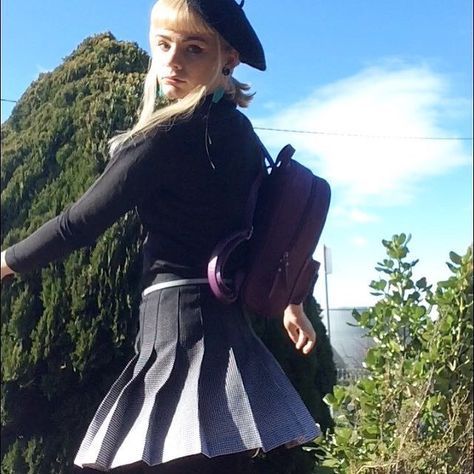 Pleated Tennis Skirts — American Apparel Tennis Skirt fan @so_s2_ra wears... American Apparel Tennis Skirt, Ombre Print, Cute Beanies, Pleated Tennis Skirt, Tennis Skirts, Black Ombre, Tennis Skirt, American Apparel, Beanie Hats