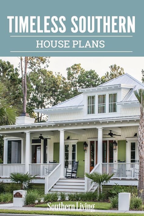 Southern Living House Plans Farmhouse, Southern Cottage House Plans, Southern Cottage Homes, Southern Home Exterior, Low Country Cottage, Craftsman Cottage House Plans, Low Country House Plans, Southern Country Homes, Southern Style Homes