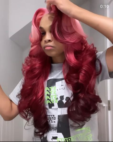 Valentines Hairstyles, Lemonade Braids Hairstyles, Red Ombre Hair, Valentine Hair, Frontal Wig Hairstyles, Easy Hairstyles For Medium Hair, Dyed Hair Inspiration, Pretty Hair Color, Dope Hairstyles