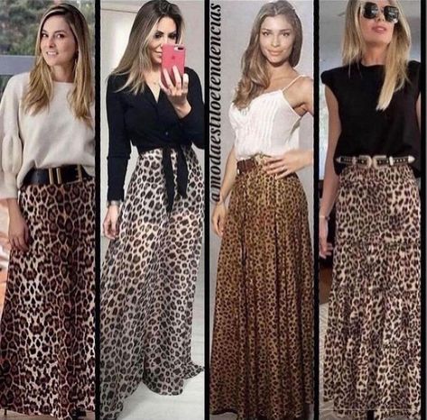 Printed Long Skirt Outfits, Diy Tulle Skirt, Printed Skirt Outfit, Leopard Print Outfits, Leopard Print Maxi Dress, Animal Print Outfits, Leopard Print Skirt, Maxi Styles, Outfit Combinations