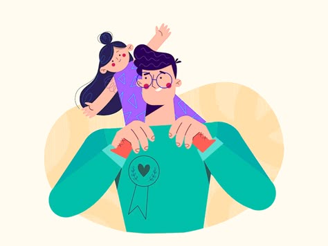 Father's day by Jennifer Dzieło on Dribbble Father Illustration, Father's Day Illustration, Family Vector, Animation Explainer Video, Animation Stop Motion, Portfolio Template Design, Cartoon Gifs, Motion Graphics Design, Animated Images