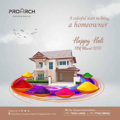 Celebrate the festival of colours with ProArch. Creative social media post for construction firm. Holi Social Media Post, Holi Post, Creative Social Media Post, Festival Of Colours, Construction Firm, Color Festival, Happy Holi, The Festival, Pinterest Marketing