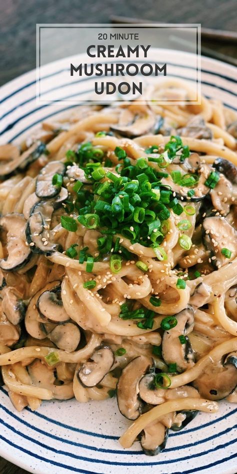 EXTRA Creamy Mushroom Udon is one of my first viral recipes that takes less than 20 minutes to make. Mushroom Udon, Vegetarian Japanese, Udon Recipe, Tiffy Cooks, Viral Recipes, Asian Chicken Recipes, Asian Noodle Recipes, Easy Japanese Recipes, Easy Vegetarian Dinner