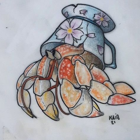 Crab Cute Drawing, Hermit Crab Drawing Simple, Hermit Crab Sketch, Hermit Crab Painting, Hermit Crab Tattoo Simple, Cute Crab Drawings, Hermit Crab Tattoo, Hermit Crab Drawing, Hermit Crab Art