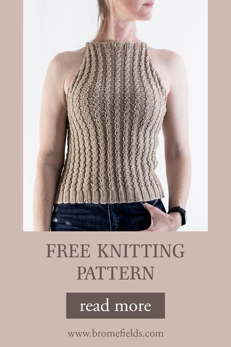 faux cable knit tank top on a model Neck Knitting Pattern, Cable Knit Tank Top, Knit Tank Top Pattern, Knitted Stitches, Summer Knits, Knitted Patterns, Tank Top Pattern, Knit Shrug, Knit Tank Top