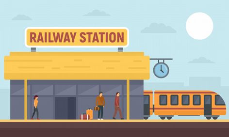 Railway station banner Premium Vector | Premium Vector #Freepik #vector #banner #travel #texture #city Train Station Art, Smart House Plans, Train Vector, Train Tunnel, Train Museum, Free Web Design, Boho Art Drawings, Scene Drawing, Underground Tunnels