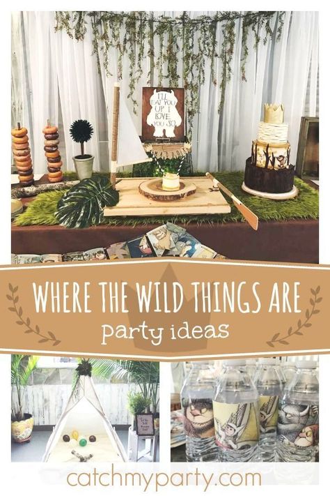 Check out this cool 'Where the Wild things are' 1st birthday party! The birthday cake is amazing!! See more party ideas and share yours at CatchMyParty.com #catchmyparty #partyideas #wherethewildthingsare #wildonebirthdayparty #boy1stbirthdayparty Wild Things Party, Wild Birthday Party, Glamping Party, Boys First Birthday Party Ideas, Boys 1st Birthday Party Ideas, Baby Boy 1st Birthday Party, Boy Birthday Party Themes, Twin First Birthday, Wild One Birthday Party