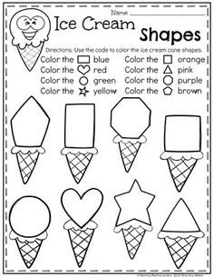 Preschool Shapes Worksheets - Ice Cream Theme #shapesworksheets #preschoolworksheets #icecreamworksheets #summerworksheets #planningplaytime Esl Preschool Worksheets, I Is For Ice Cream Preschool, Preschool Esl Activities, Ice Cream Lesson Plans For Preschool, Teaching Shapes Preschool, Shape Worksheet, Preschool Shapes, Summer Worksheets, Summer Preschool