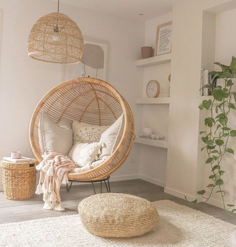 Hanging Chair Stand, Large Lounge Chair, Boho Seating, Hanging Chair With Stand, Floor Pouf, Cozy Room Decor, Boho Bedroom Decor, Rattan Furniture, Cozy Room