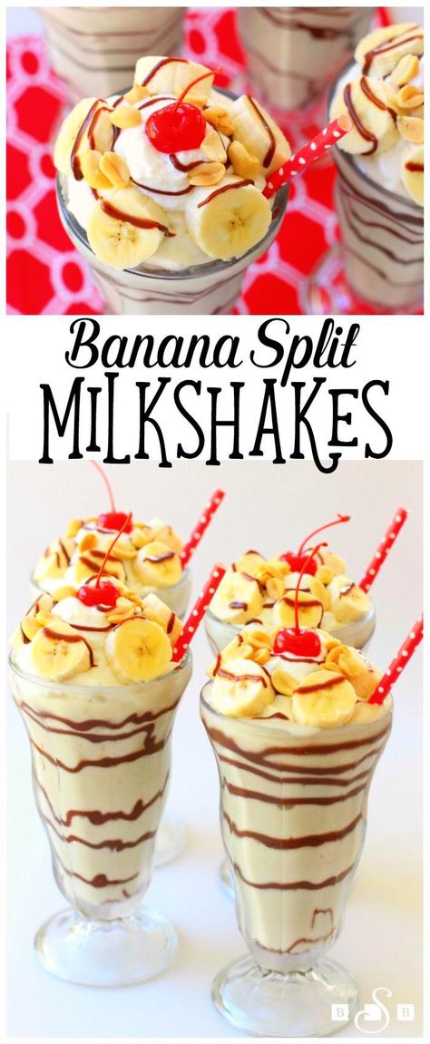 Milkshake Ideas, Banana Milkshake Recipe, Milkshake Recipe Easy, Salted Peanuts, Resep Smoothie, Banana Slices, Milkshake Recipe, Frozen Bananas, Banana Milkshake