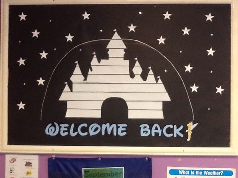 September bulletin board Disney Pta Themes, September Bulletin Board, Disney Bulletin Boards, September Bulletin Boards, Deco Disney, Disney Classroom, Teacher Doors, Class Theme, Graduation Cap Decoration