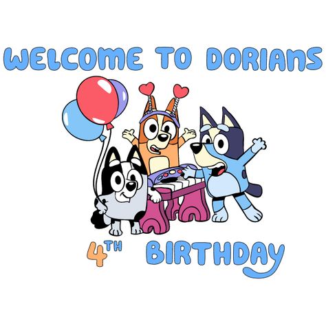 Bluey Happy Birthday, Bluey Svg, Happy Birthday Svg, Happy Birthday Png, Happy Birthday Design, Bluey Birthday, Free Characters, Birthday Svg, Cute Poster