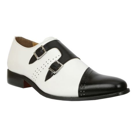 Men's Giorgio Brutini Carbonne Monkstrap - Black/White Buff Leather Cap Toe Shoes Trendy Mens Suits, Oxford Shoes Outfit, Cap Toe Shoes, Shoes Oxford, Men's Dress Shoes, Mens Fashion Simple, Cheap Mens Fashion, Formal Mens Fashion, Simple Shoes