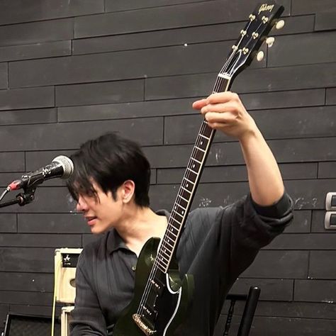 Mile Phakphum, Thai Actors, Boyfriend Pictures, Black Cream, Guitar, Actors, Cream, Green, On Instagram