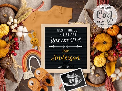 Unexpected Pregnancy Announcement, Pumpkin Pregnancy Announcement, Big Brother Pregnancy Announcement, Fall Baby Announcement, Pregnancy Announcement Big Sister, Sonogram Pictures, Fall Pregnancy, Fall Pregnancy Announcement, Unexpected Pregnancy