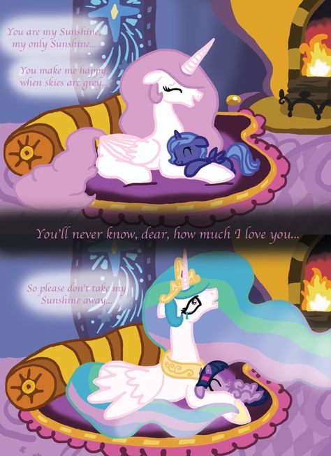 Celestia and Luna sing you are my sunshine Celestia And Twilight, Princess Celestia And Luna, Luna And Celestia Mlp, Mlp Funny, Celestia And Luna, My Little Pony Princess, My Little Pony Poster, My Little Pony Twilight, The Last Unicorn