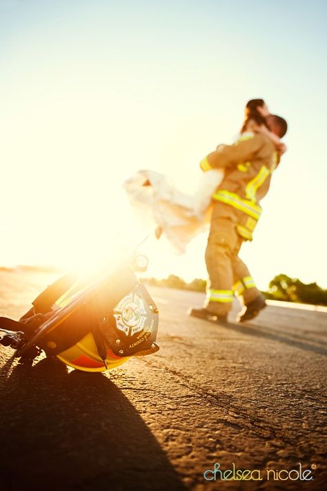 This is perfect for me and my Firefighter :-) Firefighter Engagement, Firefighter Wedding, Firefighter Love, Fire Wife, And So It Begins, Girls Dream, Wedding Pics, Engagement Pictures, Engagement Shoots