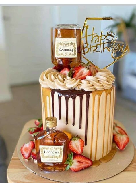 Cake With Liquor Bottles, Infused Cupcakes Recipes, Liquor Cakes, Booze Cake, Alcohol Birthday Cake, Hennessy Cake, Alcohol Candy, Bachelor Cake, Liquor Cake