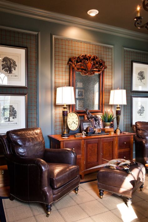 "When your man wants a Trophy life and not a Trophy wife…" - Eric Ross Interiors Ralph Lauren Home Living Room, Wall Upholstery, Scottish Decor, Perfect House, Types Of Rooms, English Country House, Dining Room Chandelier, Front Room, Your Man