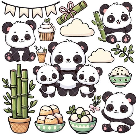 LovelyLovelyScribble - Etsy Philippines Cute Panda Stickers Printable, Chibi Panda, Panda Png, Panda Stickers, Kawaii Valentine, Panda Family, Family Png, Cricut Print And Cut, Kitten Wallpaper