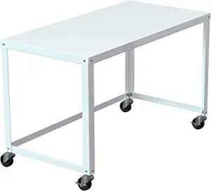 Amazon.com: Hirsh Ready to Assemble 48 Inch Wide Heavy Duty Metal Mobile Writer's Desk for Home Office with 4 Wheels, 200 Pound Weight Capacity, White : Office Products Workstation Home Office, Workstation Home, Corner Standing Desk, Writers Desk, Mobile Desk, Double Desk, Desk Workstation, Under Desk Storage, Wood Computer Desk