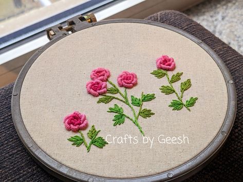 Stem Stitch Rose Tutorial, Bullion Stitch Embroidery, Bullion Roses Embroidery Tutorial, Bullion Roses Embroidery Design, Bullion Flowers Hand Embroidery, Bullion Roses Embroidery, Bullion Knot Stitch, Satin Stitch Rose Embroidery, Bullion Knot