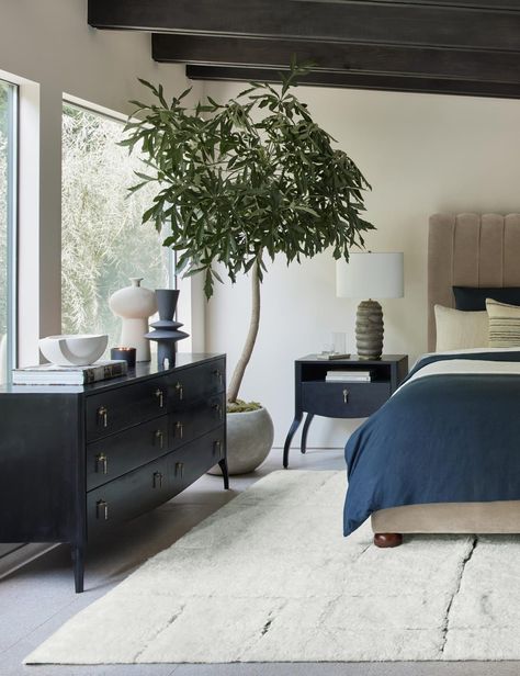 Grey beds are the perfect starting piece for any bedroom - they can match almost any color scheme, come in a variety of designs, and hide dirt well. B... | Modernize the Room with Black Dark Wood Dresser, Dresser Grey, Lulu Georgia, Canopy Bed Diy, Beds For Small Rooms, Colorful Dresser, Grey Bed, Diy Canopy, Shared Bedroom