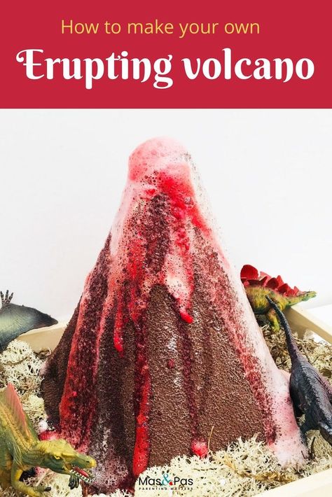 How to make your own exploding volcano. Amaze the kids with this DIY volcano. Add the magic ingredients, sit back and watch the lava flow. A brilliant science experiment for kids. It’s easier than it looks to make these fun and fab exploding volcanoes #scienceexperimentforkids #DIYexplodingvolcano #volcanoexperiment #scienceexperimentforkids #volcano #makeanexplodingvolcano Exploding Volcano Experiment, Dinosaur Volcano Experiment, How To Make A Volcano Erupt, Volcano Eruption Project, Make A Volcano Kids, Erupting Volcano Project For Kids, Volcano Experiment For Preschool, How To Make A Volcano Project Kids, How To Make A Volcano