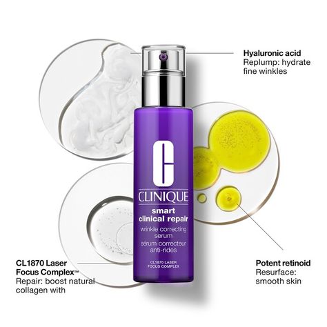 Smart Clinical Repair™ Wrinkle Correcting Serum - CLINIQUE | Sephora Clinique Smart Clinical, Laser Focus, Clinique Smart, Wrinkle Serum, Fine Wrinkles, Peptide Serum, Skin Collagen, Beauty Case, Skin Care Serum