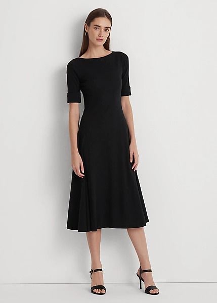 Stretch Cotton Midi Dress Midnight Blue Dress, Mom Clothes, Midi Dress For Women, Women Ralph Lauren, Cotton Midi Dress, Elbow Length Sleeve, Mom Outfits, Dress For Women, Black Midi Dress