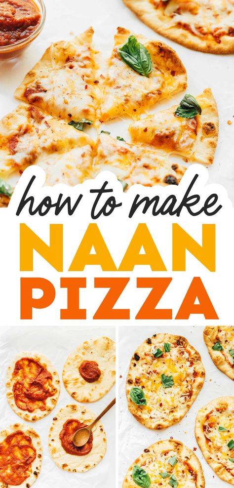 Easy Naan, Healthy Homemade Pizza, Pizza Desserts, Naan Bread Pizza, Naan Pizza Recipes, Vegetarian Pizza Recipe, Pain Naan, Pizza Easy, Recipes With Naan Bread