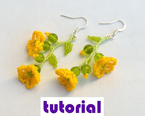 Beaded Flower Earrings, Anting Manik, Beaded Flowers Patterns, Seed Bead Flowers, Beadwork Tutorial, Art Perle, Earrings Tutorial, Pendant Tutorial, Beaded Earrings Tutorials