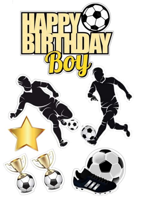 Football Topper Printable, Football Cake Topper Printable, Soccer Happy Birthday, Soccer Birthday Cakes, Spiderman Birthday Party Decorations, Football Cake Toppers, Cake Wallpaper, Photo Cake Topper, Soccer Cake