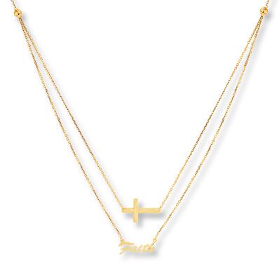 Cross & Faith Layered Necklace 14K Yellow Gold Preppy Necklaces, Faith Necklace, Gold Stock, Jewelry Education, Jewelry Advice, Necklace For Her, Hip Hop Jewelry, Accessories Jewelry Necklace, Layered Necklace