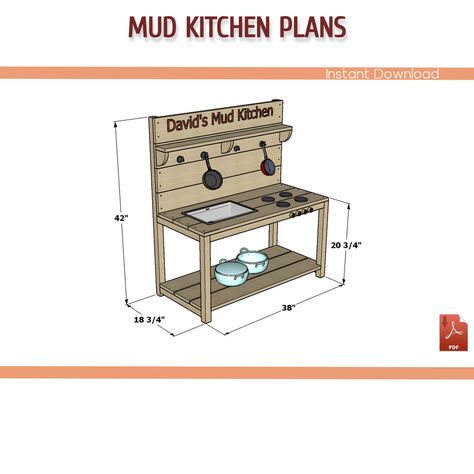 Mud Kitchen Measurements, Mud Kitchen Diy Plans, Outdoor Kitchen Kids Diy, Mud Kitchen For Kids Diy Plans, Mud Kitchen Plans, Outdoor Kitchenette, Kid Backyard, Outdoor Mud Kitchen, Outdoor Play Kitchen