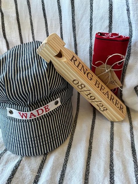 AllAboardWhistle - Etsy Ring Bearer Hat, Train Hat, Ring Bearer Gift, Ring Bearer Boy, Train Whistle, Ring Bearer Gifts, Bearer Outfit, Ring Bearer Outfit, Personalized Hats