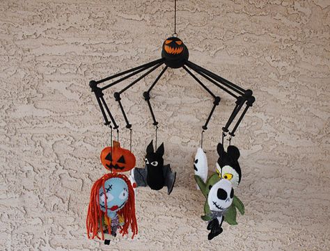 Nightmare Before Christmas mobile Christmas Mobile, Christmas Nursery, Jack The Pumpkin King, Goth Baby, Christmas Baby Shower, Oogie Boogie, Baby Boy Rooms, Gremlins, Baby Room Decor