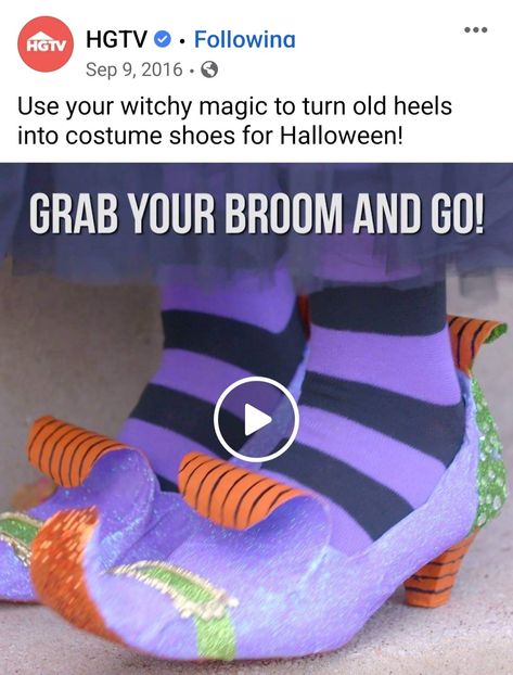 Diy Witch Shoes, Old Heels, Good Bones Hgtv, Diy Tufted Headboard, Diy Witch, Extreme Makeover Home Edition, Witch Shoes, Witch Boots, Clever Halloween Costumes