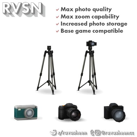 Don't Lose Focus Cameras | RAVASHEEN Ts4 Camera Mod, Sims 4 Tripod Cc, Sims 4 Cc Camera Set, Sims 4 Pose Camera, Camera Cc Sims 4, Rvsn Cc Sims 4, Sims 4 Tripod, Sims 4 Cc Camera Poses, Sims 4 Shopping Mod