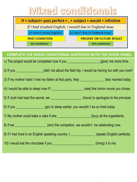 Mixed Conditionals Worksheet, Conditional Sentences, Reported Speech, Graphing Worksheets, Interpersonal Conflict, Similes And Metaphors, Systems Of Equations, Job Offers, Living In England