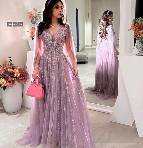 Reception Frocks, Mom Dresses, One Piece Gown, Engagement Gowns, Gown Pictures, Simple Frocks, Formal Prom Dress, فستان سهرة, Cape Sleeves