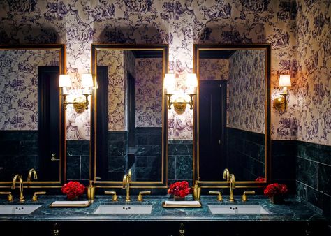 Contemporary Bathroom in San Francisco, CA by Ken Fulk Inc. Ken Fulk, Trendy Hotels, Grand Opening Party, Love Henry, Gilded Mirror, Secret Rooms, Bedroom Headboard, Brass Lighting, Bar Restaurant