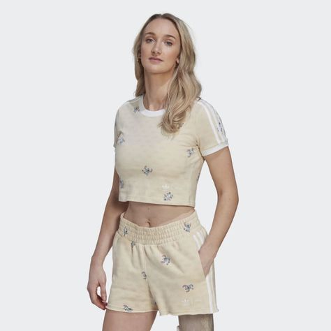 adidas Disney Lilo & Stitch Cropped Tee - Beige | women lifestyle | adidas US Keep Fashion Weird, Adidas Crop Top, Chosen Family, Lilo Stitch, Disney Lilo, Short Sleeve Shirts, Women Lifestyle, Cropped Tee, Adidas Online