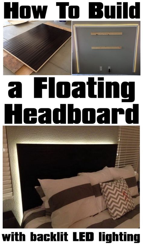 Diy Headboard Ideas Easy, Diy Headboard With Lights, Cheap Headboard, Cheap Diy Headboard, Diy Headboard Ideas, Diy Headboard Wooden, Floating Headboard, Creative Headboard, Diy Bed Headboard