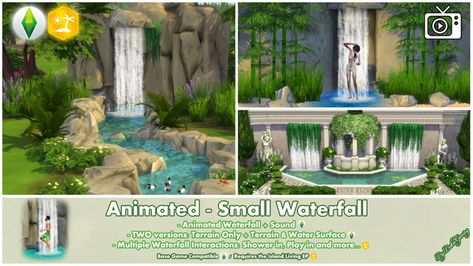 The Sims 4 Custom Content, Waterfall Sounds, Sims 4 Studio, New Mods, Small Waterfall, Pool Decor, Sims 4 Build, Island Living, Sims 4 Houses