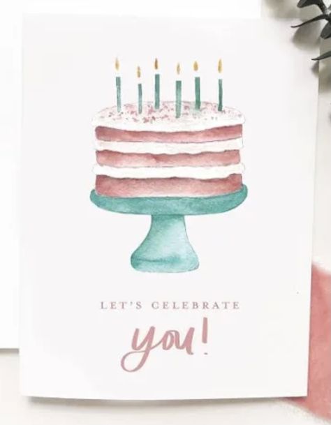 Watercolour Happy Birthday Card, Watercolor Birthday Card Ideas, Watercolor Birthday Cake, Watercolor Birthday Card, Happy Birthday Cards Handmade, Birthday Card Ideas, Watercolor Birthday Cards, Painting Birthday, Birthday Card Drawing