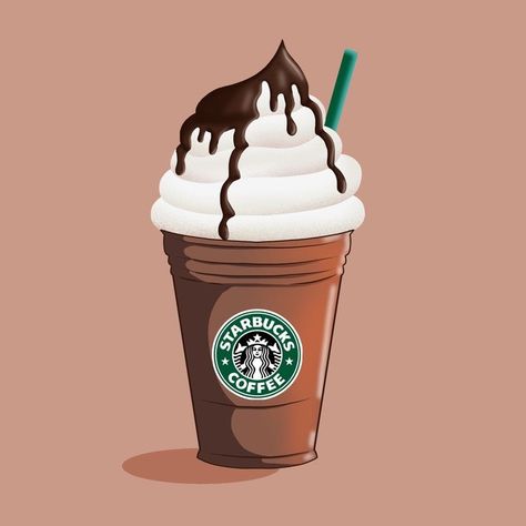 Starbucks Illustration Art, Starbucks Milkshake, Starbucks Cartoon, Milkshake Cartoon, Milkshake Drawing, Carmel Frappe, Cute Pancakes, Starbucks Drawing, Starbucks Illustration