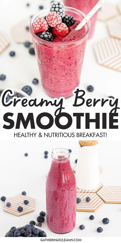 Blend up a quick berry breakfast smoothie in minutes! Perfect for a fast, healthy breakfast. Healthy Heart Smoothies, Vegan Berry Smoothie, Simple Berry Smoothie, Triple Berry Smoothie Recipe, Berry Smoothies Healthy, Smoothie Berries, Berry Breakfast Smoothie, Healthy Nutritious Breakfast, Heart Healthy Smoothies